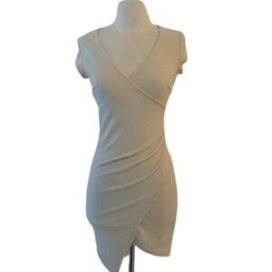Golden State Ivory Faux Wrap Assymetrical Dress, Small